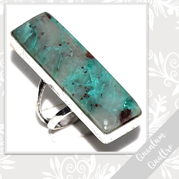 Quantum Quattro Large Eclectic Silver Artisan Ring, Size 7.5 (Teal Blue-Green) - Picture 1 of 2